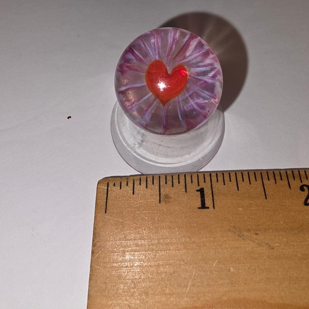 David Salazar Art Glass Marble Heart Sign D.S. Limited Edition 4/15  Paperweight